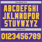 Custom Purple Gold-White Bomber Full-Snap Varsity Letterman Jacket photo 7