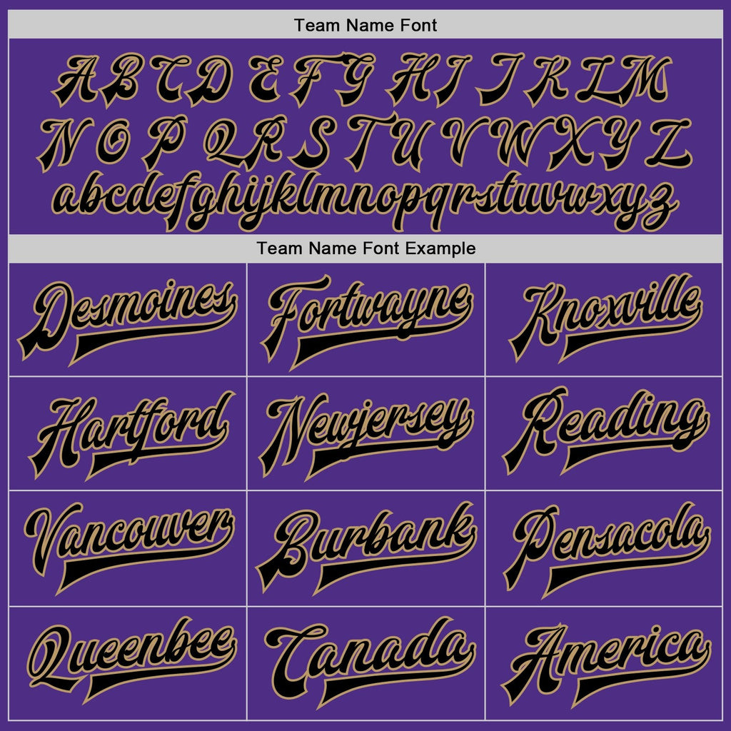 Custom Purple Black-Old Gold Bomber Full-Snap Varsity Letterman Jacket photo 6
