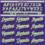 Custom Purple Neon Green-White Bomber Full-Snap Varsity Letterman Jacket photo 5