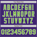 Custom Purple Neon Green-White Bomber Full-Snap Varsity Letterman Jacket photo 6