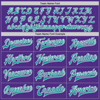 Custom Purple Teal-White Bomber Full-Snap Varsity Letterman Jacket photo 6