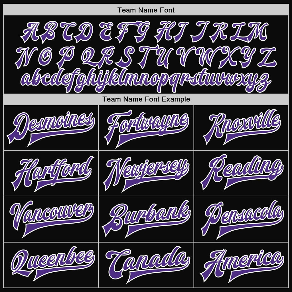 Custom Black Purple-White Bomber Full-Snap Varsity Letterman Two Tone Jacket photo 6