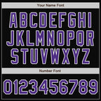 Custom Black Purple-White Bomber Full-Snap Varsity Letterman Two Tone Jacket photo 7