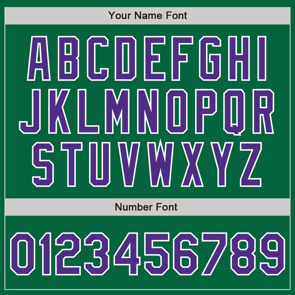 Custom Kelly Green Purple-White Bomber Full-Snap Varsity Letterman Two Tone Jacket photo 6