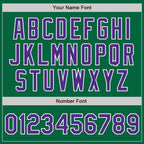 Custom Kelly Green Purple-White Bomber Full-Snap Varsity Letterman Two Tone Jacket photo 6
