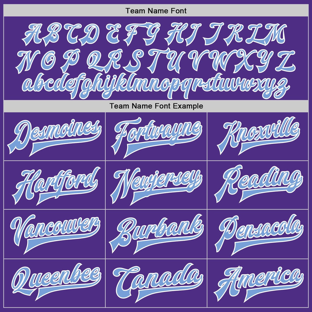 Custom Purple Light Blue-White Bomber Full-Snap Varsity Letterman Two Tone Jacket photo 5