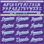 Custom Purple Light Blue-White Bomber Full-Snap Varsity Letterman Two Tone Jacket photo 5