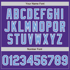 Custom Purple Light Blue-White Bomber Full-Snap Varsity Letterman Two Tone Jacket photo 6