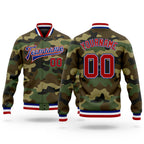 Custom Camo Red-Royal Bomber Full-Snap Varsity Letterman Salute To Service Jacket