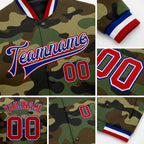 Custom Camo Red-Royal Bomber Full-Snap Varsity Letterman Salute To Service Jacket detail