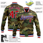 Custom Camo Red-Royal Bomber Full-Snap Varsity Letterman Salute To Service Jacket photo 5