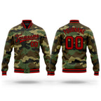 Custom Camo Red-Black Bomber Full-Snap Varsity Letterman Salute To Service Jacket