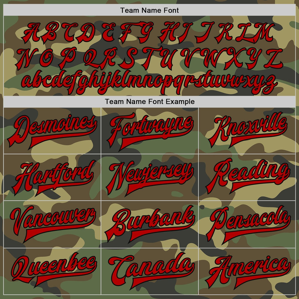 Custom Camo Red-Black Bomber Full-Snap Varsity Letterman Salute To Service Jacket photo 6