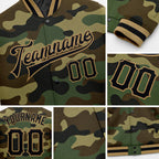 Custom Camo Black-Old Gold Bomber Full-Snap Varsity Letterman Salute To Service Jacket detail