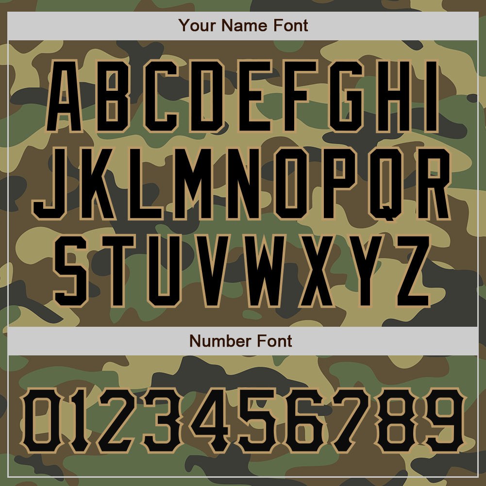 Custom Camo Black-Old Gold Bomber Full-Snap Varsity Letterman Salute To Service Jacket photo 7