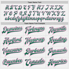 Custom White Kelly Green Pinstripe Pink-Kelly Green Bomber Full-Snap Varsity Letterman Jacket photo 5