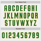 Custom White Kelly Green Pinstripe Kelly Green-Gold Bomber Full-Snap Varsity Letterman Jacket photo 6