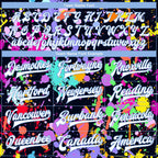 Custom Graffiti Pattern White-Light Blue Splashes 3D Bomber Full-Snap Varsity Letterman Jacket photo 6