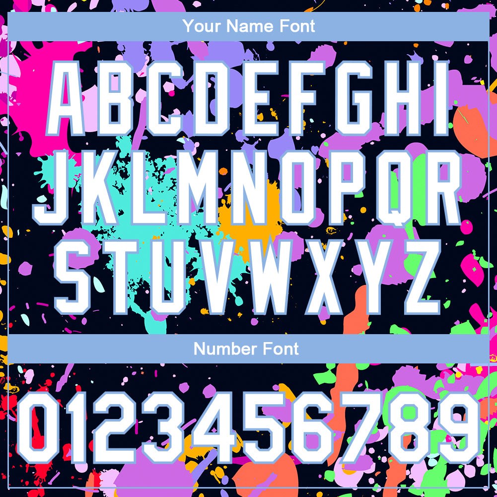 Custom Graffiti Pattern White-Light Blue Splashes 3D Bomber Full-Snap Varsity Letterman Jacket photo 7
