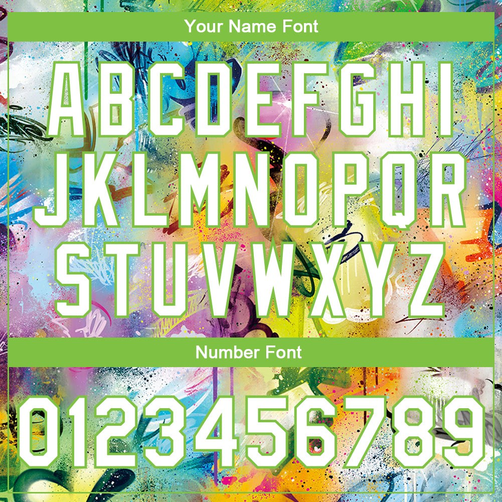Custom Graffiti Pattern White-Neon Green Scratch 3D Bomber Full-Snap Varsity Letterman Jacket photo 6