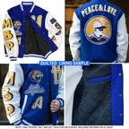 Custom White Royal-Red American Flag Fashion 3D Bomber Full-Snap Varsity Letterman Jacket photo 3