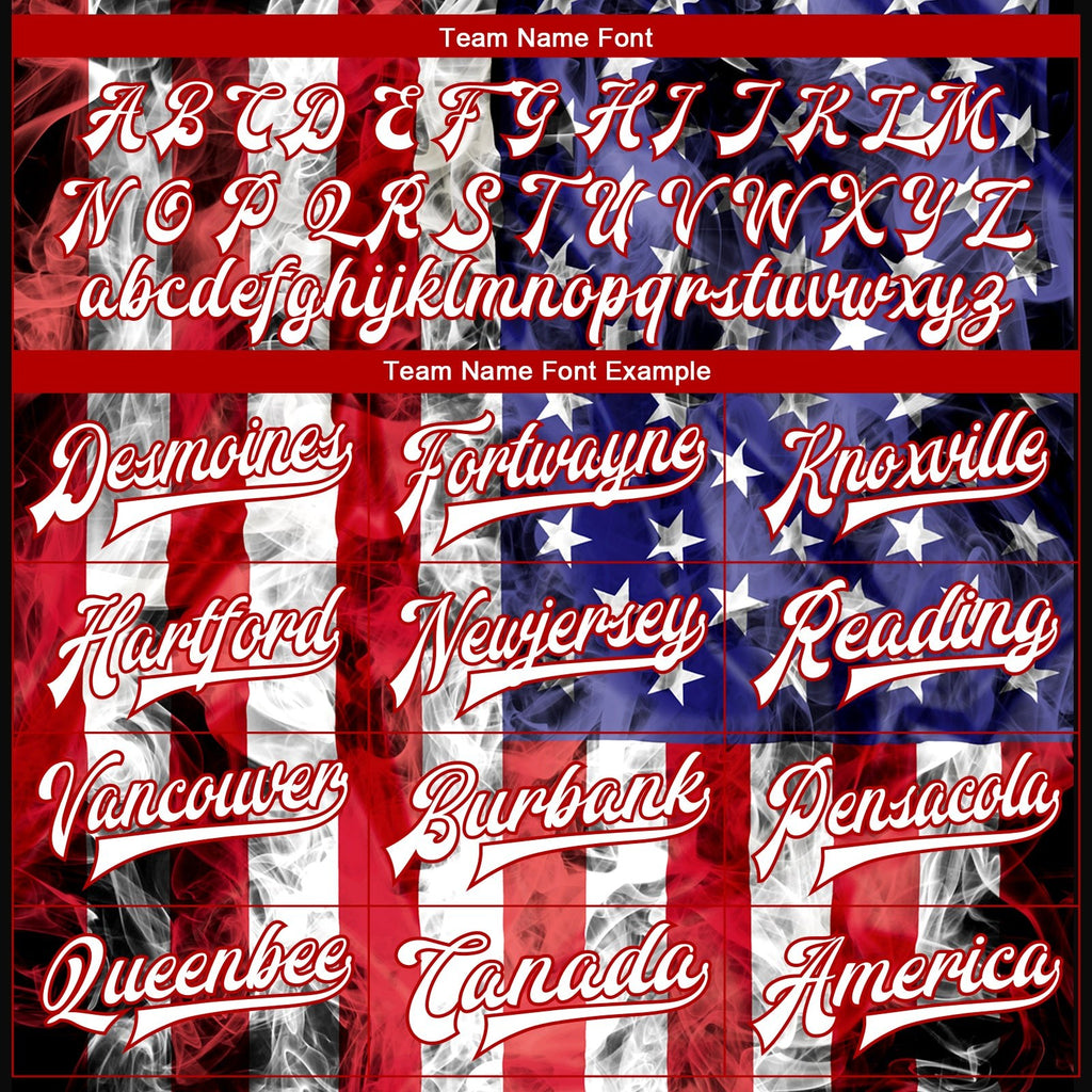 Custom White Royal-Red American Flag Fashion 3D Bomber Full-Snap Varsity Letterman Jacket photo 6