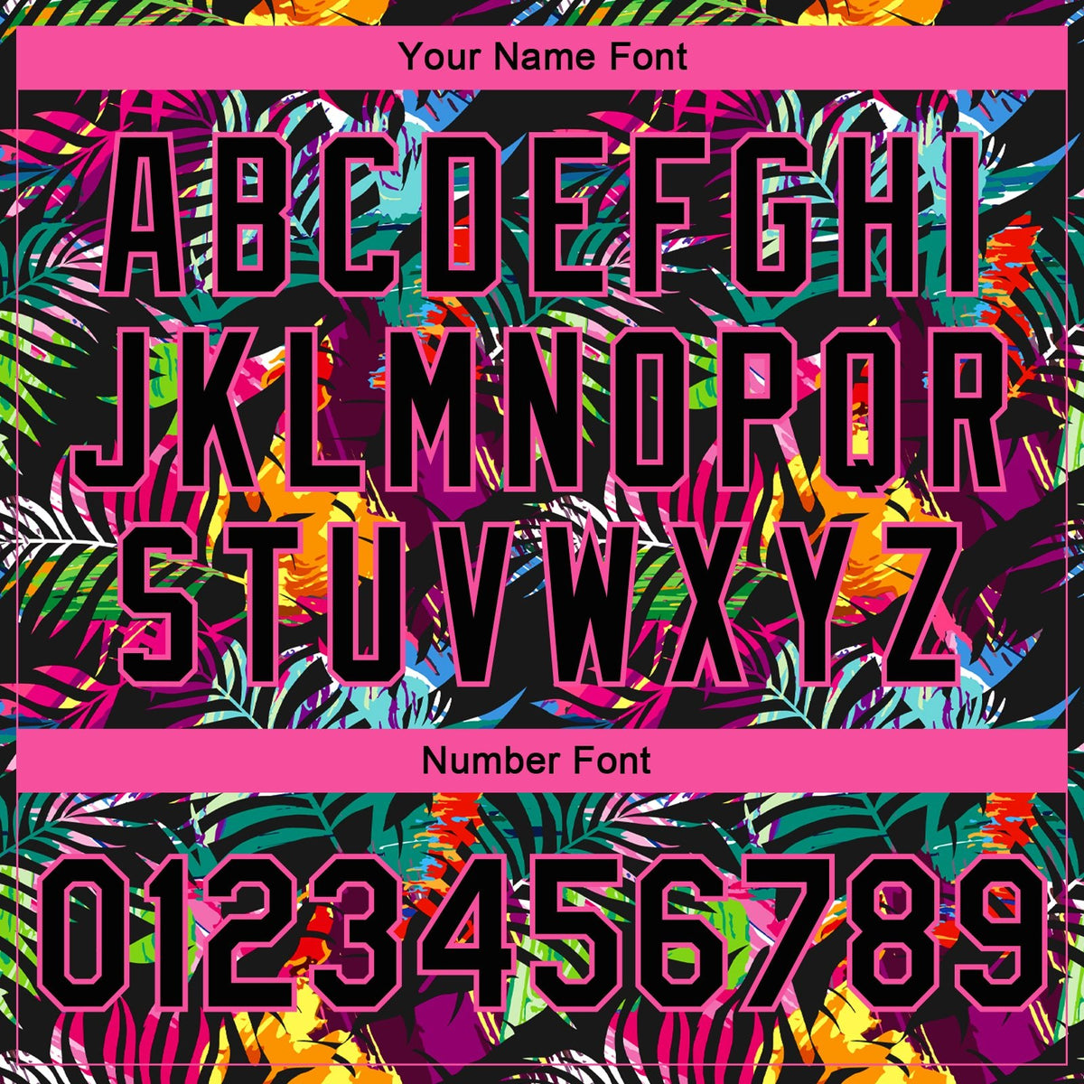 Custom Black Pink-Light Blue Hawaii Palm Trees 3D Bomber Full-Snap Varsity Letterman Jacket photo 6
