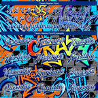 Custom Graffiti Pattern Royal-White Geometric 3D Bomber Full-Snap Varsity Letterman Jacket photo 6