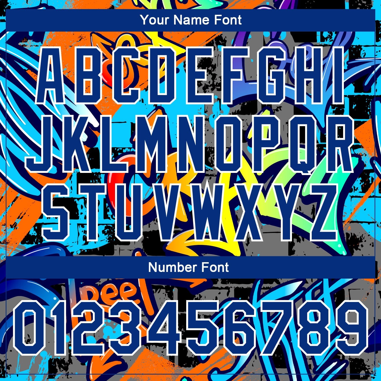 Custom Graffiti Pattern Royal-White Geometric 3D Bomber Full-Snap Varsity Letterman Jacket photo 7