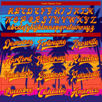 Custom Royal Gold-Red Hawaii Palm Trees 3D Bomber Full-Snap Varsity Letterman Jacket photo 5