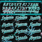 Custom Black Teal-White Hawaii Palm Trees 3D Bomber Full-Snap Varsity Letterman Jacket photo 5