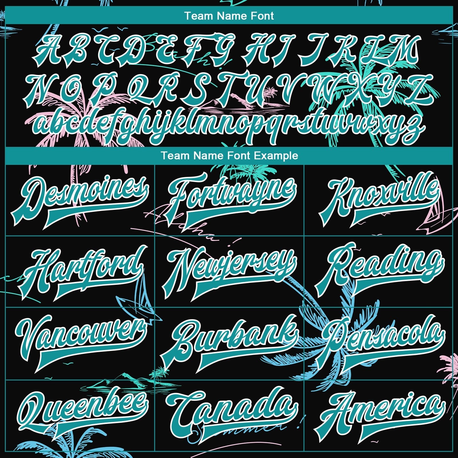 Custom Black Teal-White Hawaii Palm Trees 3D Bomber Full-Snap Varsity Letterman Jacket photo 5