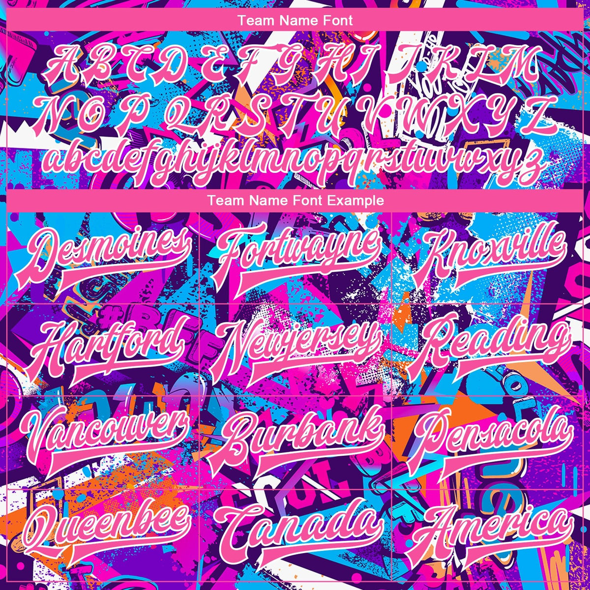 Custom Graffiti Pattern Pink-White Words 3D Bomber Full-Snap Varsity Letterman Jacket photo 6
