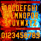 Custom Black Gold Red-Royal Flame 3D Pattern Design Bomber Full-Snap Varsity Letterman Jacket photo 6
