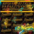 Custom Graffiti Pattern Black-Gold 3D Bomber Full-Snap Varsity Letterman Jacket photo 5