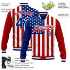 Custom White Royal-Red American Flag Fashion 3D Bomber Full-Snap Varsity Letterman Jacket photo 5