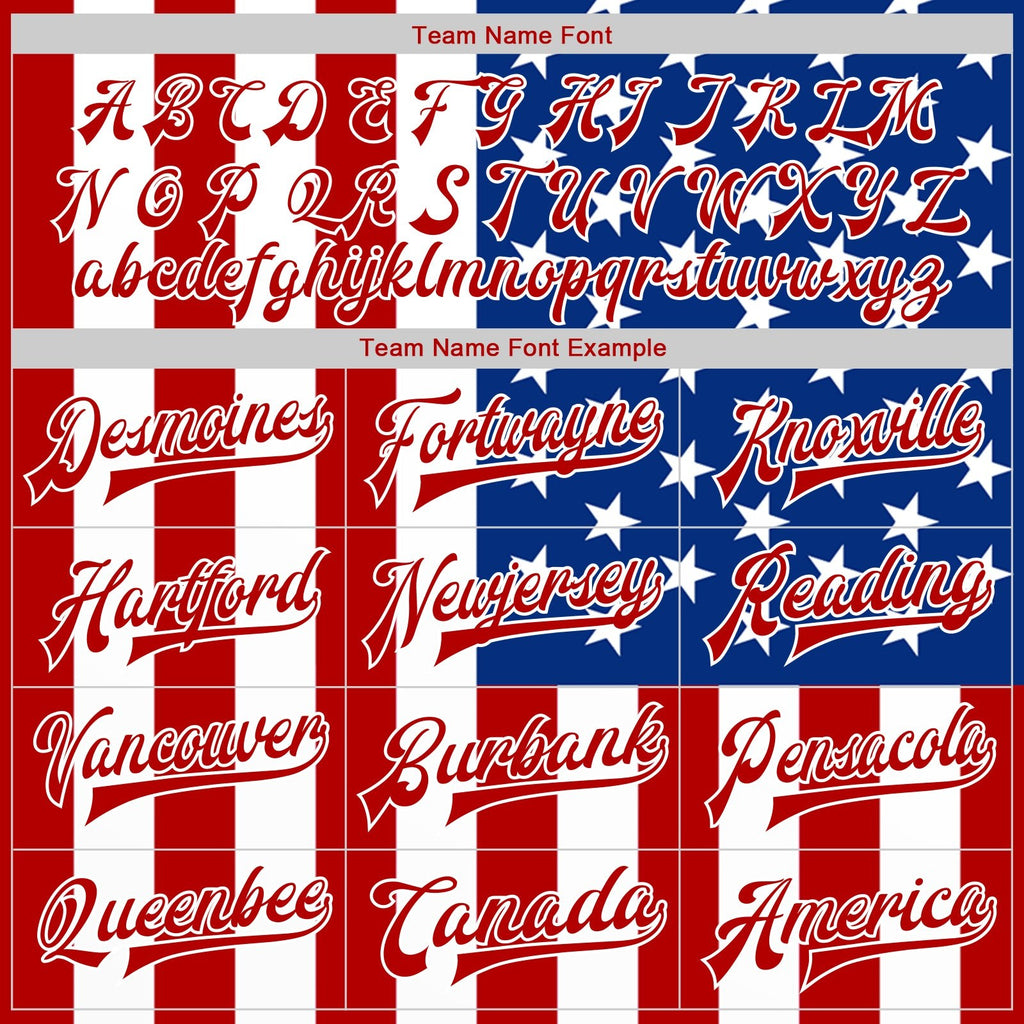 Custom White Royal-Red American Flag Fashion 3D Bomber Full-Snap Varsity Letterman Jacket photo 6