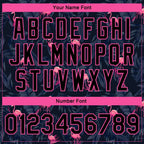 Custom Black Black Pink-Light Blue Hawaii Palm Trees And Flamingo 3D Bomber Full-Snap Varsity Letterman Jacket photo 6