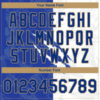 Custom Graffiti Pattern Royal-Old Gold Scratch 3D Bomber Full-Snap Varsity Letterman Jacket photo 6