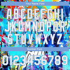 Custom Graffiti Pattern White-Light Blue Abstract 3D Bomber Full-Snap Varsity Letterman Jacket photo 6
