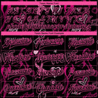Custom Black Black Pink-Light Blue Pink Ribbon Breast Cancer Awareness 3D Pattern Design Bomber Full-Snap Varsity Letterman Jacket photo 5