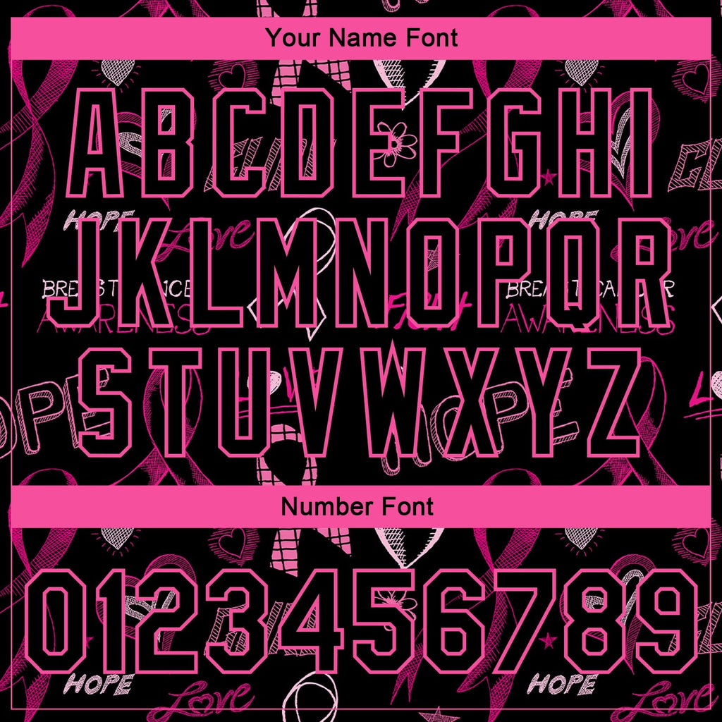 Custom Black Black Pink-Light Blue Pink Ribbon Breast Cancer Awareness 3D Pattern Design Bomber Full-Snap Varsity Letterman Jacket photo 6