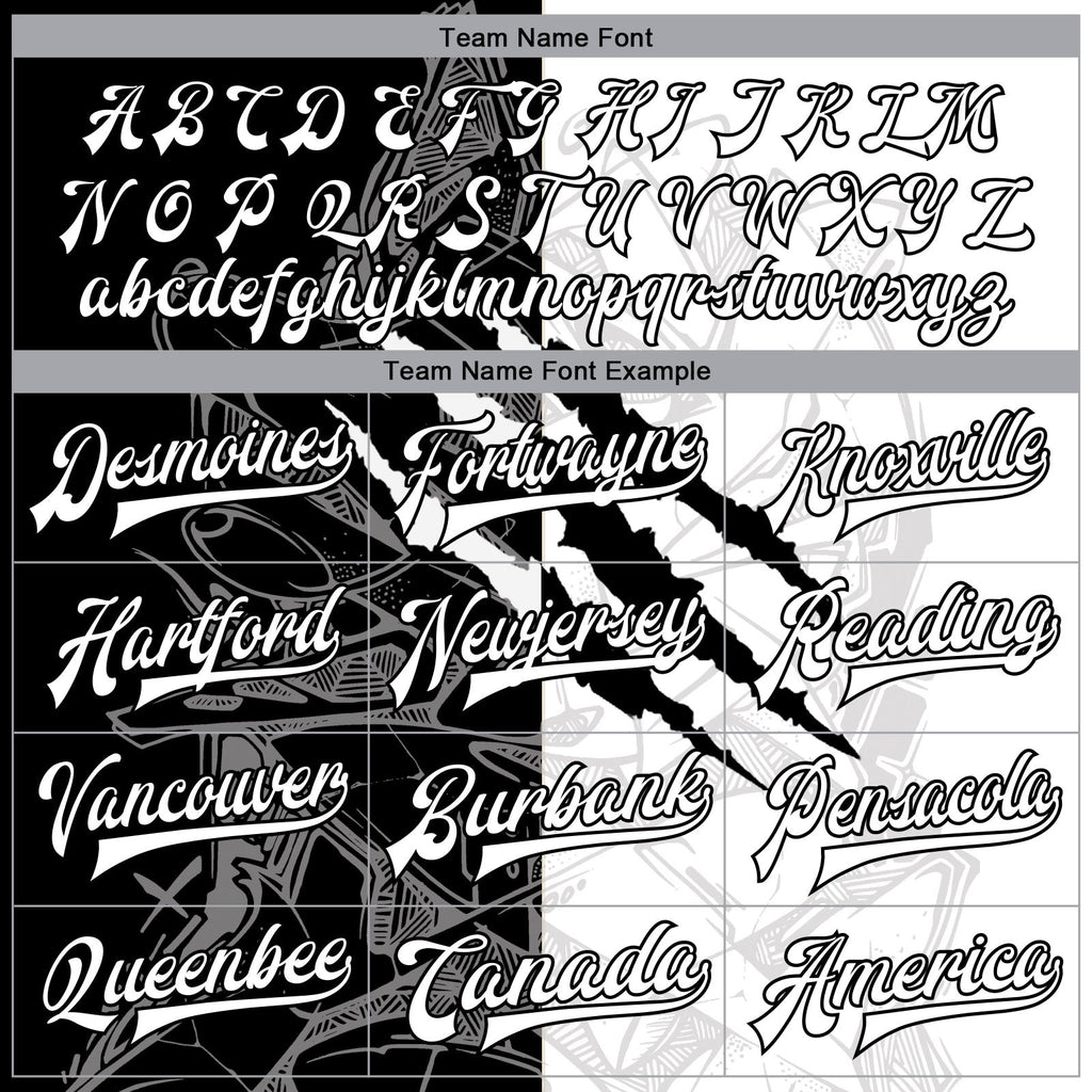 Custom Graffiti Pattern White-Black Scratch 3D Bomber Full-Snap Varsity Letterman Jacket photo 5