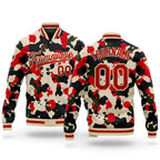 Custom Camo Red-Cream 3D Bomber Full-Snap Varsity Letterman Salute To Service Jacket