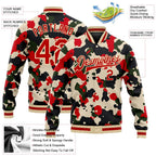 Custom Camo Red-Cream 3D Bomber Full-Snap Varsity Letterman Salute To Service Jacket photo 5
