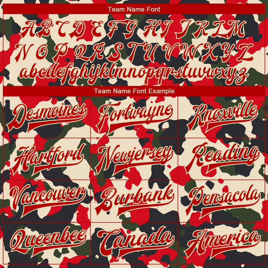 Custom Camo Red-Cream 3D Bomber Full-Snap Varsity Letterman Salute To Service Jacket photo 6