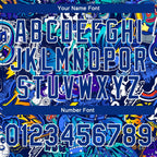 Custom Graffiti Pattern Royal-White Abstract Urban Street Art 3D Bomber Full-Snap Varsity Letterman Jacket photo 7