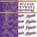 Custom Graffiti Pattern Purple-Old Gold Scratch 3D Bomber Full-Snap Varsity Letterman Jacket photo 5