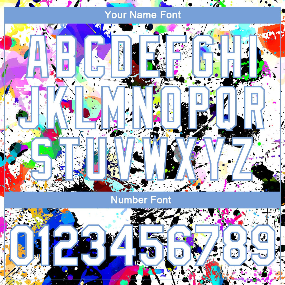 Custom Graffiti Pattern White-Light Blue Splashes 3D Bomber Full-Snap Varsity Letterman Jacket photo 6