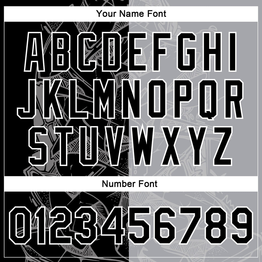 Custom Graffiti Pattern Black-Gray Scratch 3D Bomber Full-Snap Varsity Letterman Jacket photo 6